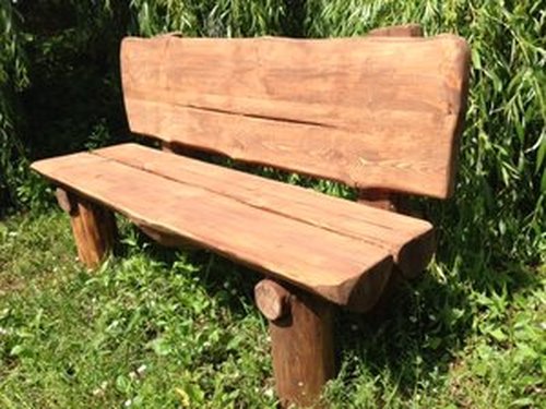 DREWNIANA , SOLIDNA ŁAWKA  W STYLU  DRWALA 