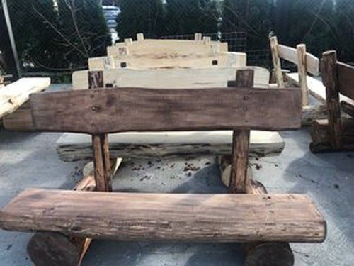 Drewniana ławeczka  z oparciem - WYPRZEDAŻ